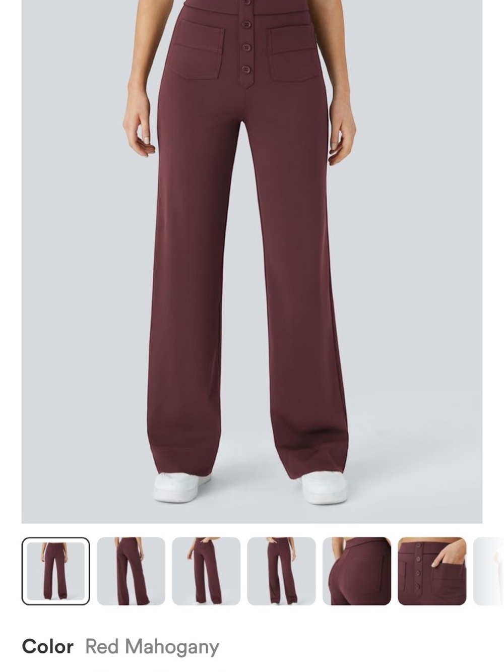 HALARA High-Waist Wide-Leg Pants in Red Mahogany ( Burgundy) M
